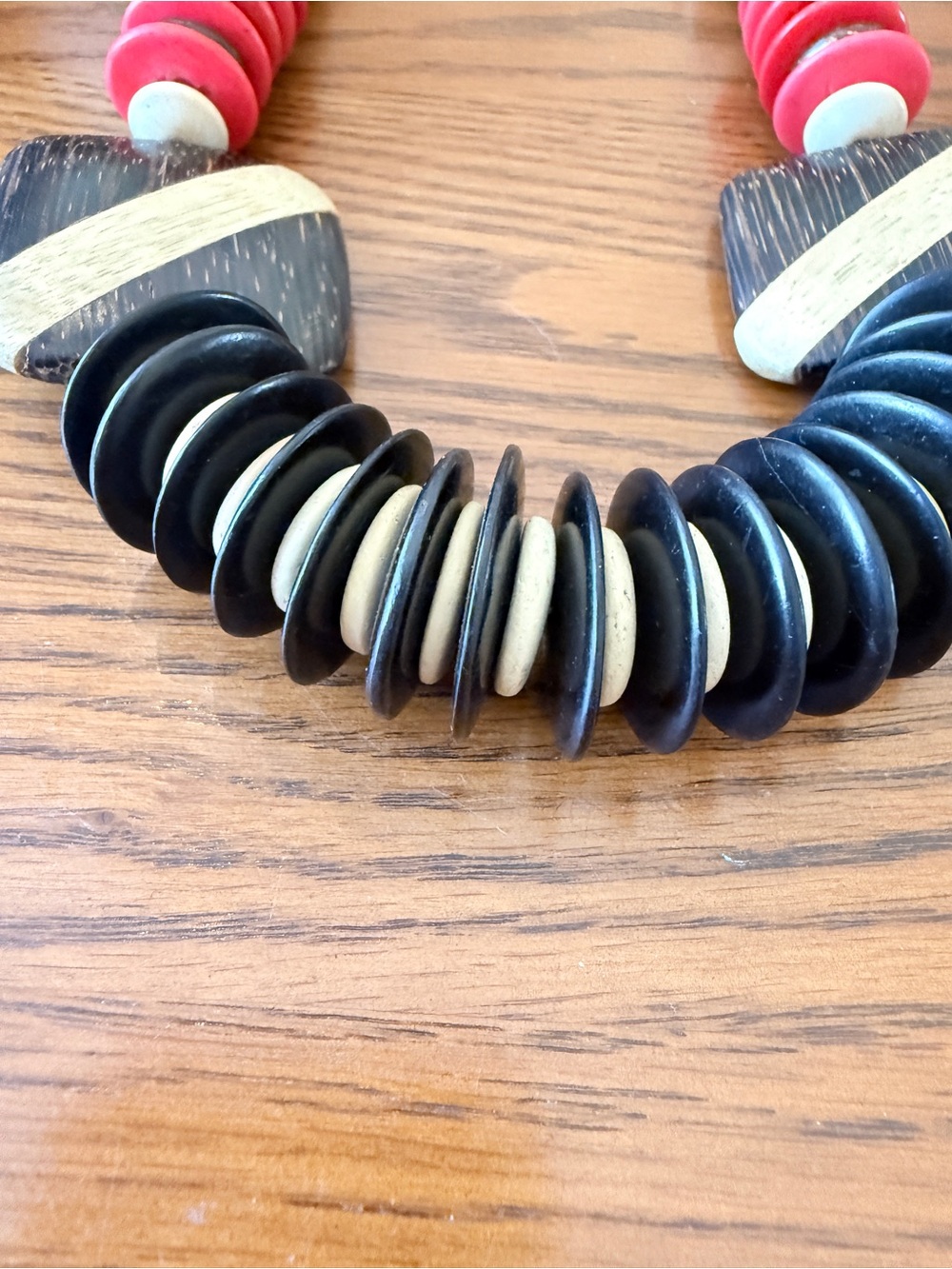 Vintage Boho Chunky Statement Necklace made from Coconut Shells-Wood-Resort Ware - Picture 14 of 17